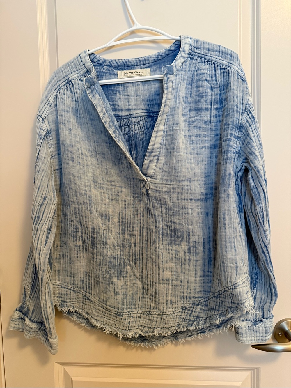 Free People Light Washed Blue Pullover Tunic